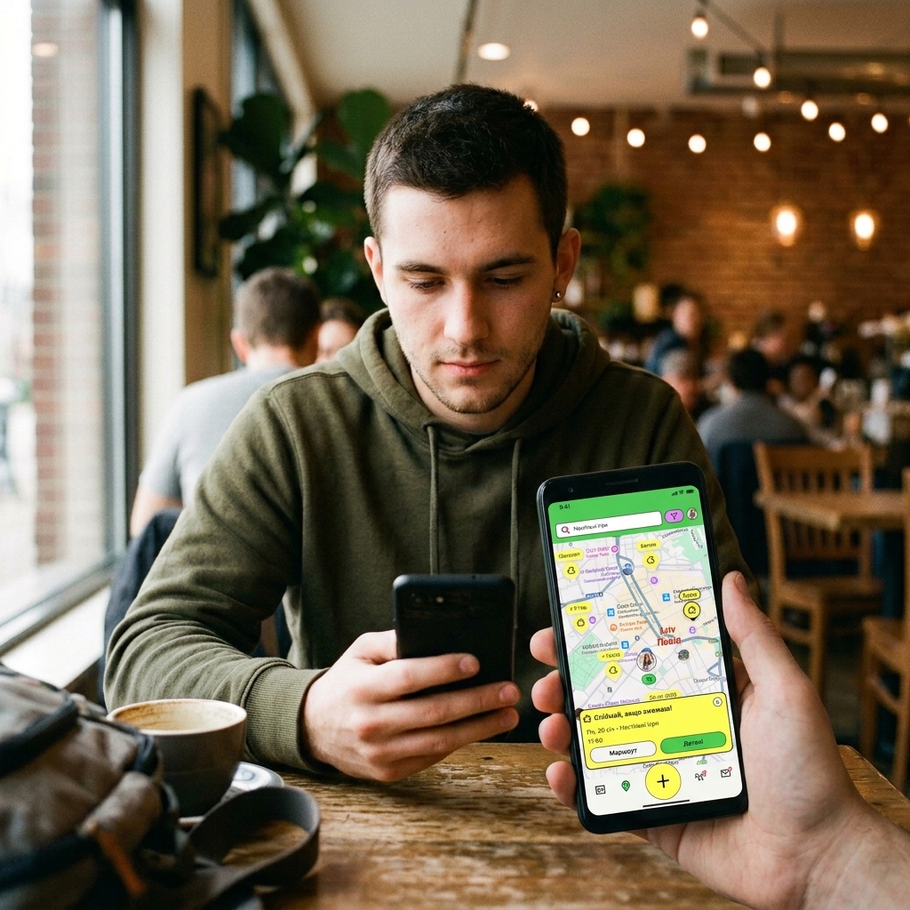 Student with phone, screen focus
